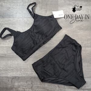 Vimpunec Textured High Waist Bikini Swimsuit Size M